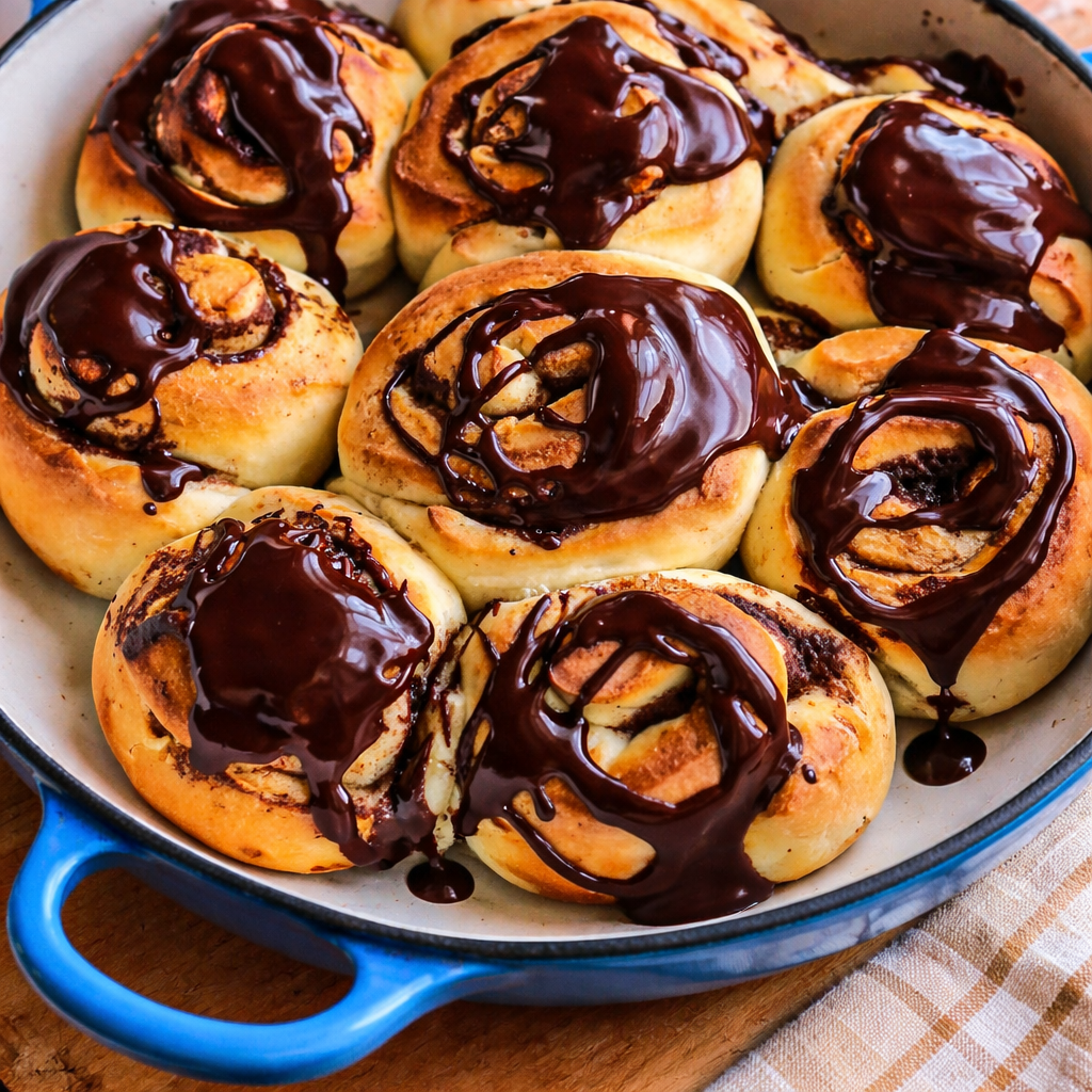 Cinnamon rolls nappés chocolat