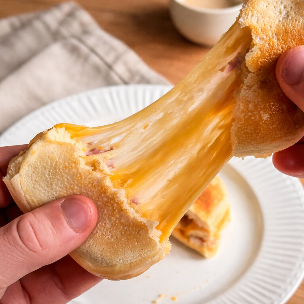 Pancakes fourrés au cheddar & jambon