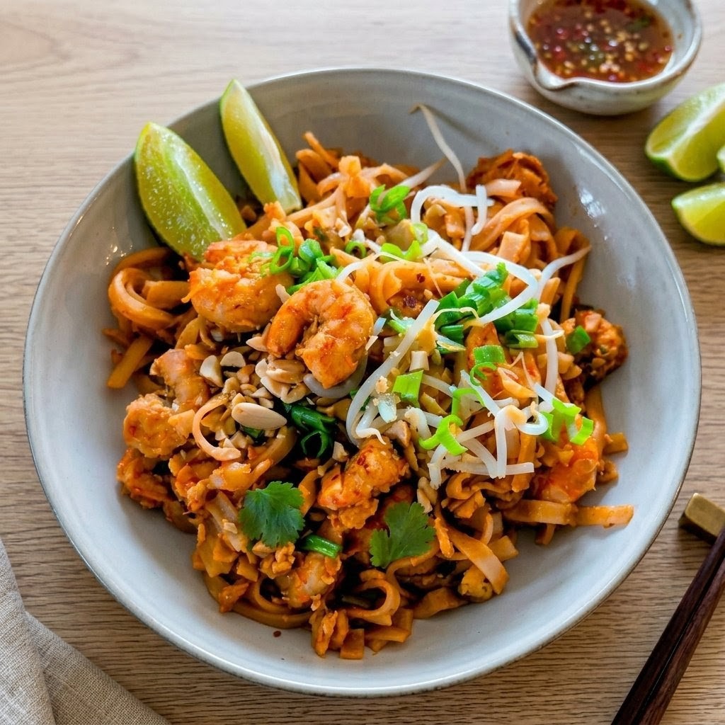 Pad Thaï aux crevettes facile prêt en 20 min