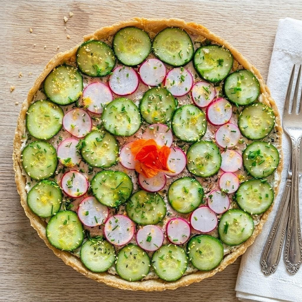 Tarte fraîche concombre radis & thon