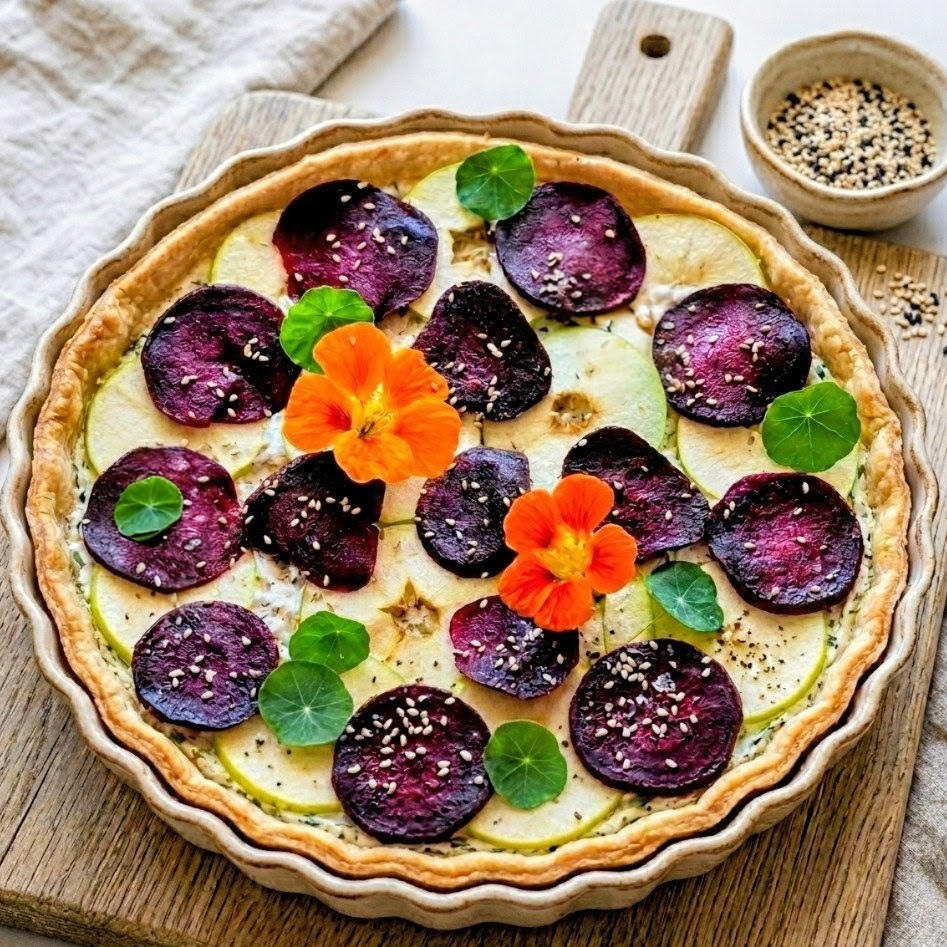 Tarte pomme betterave feta & menthe