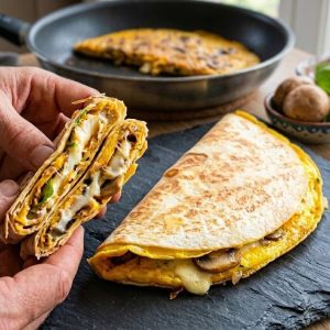Wrap omelette champignons mozzarella