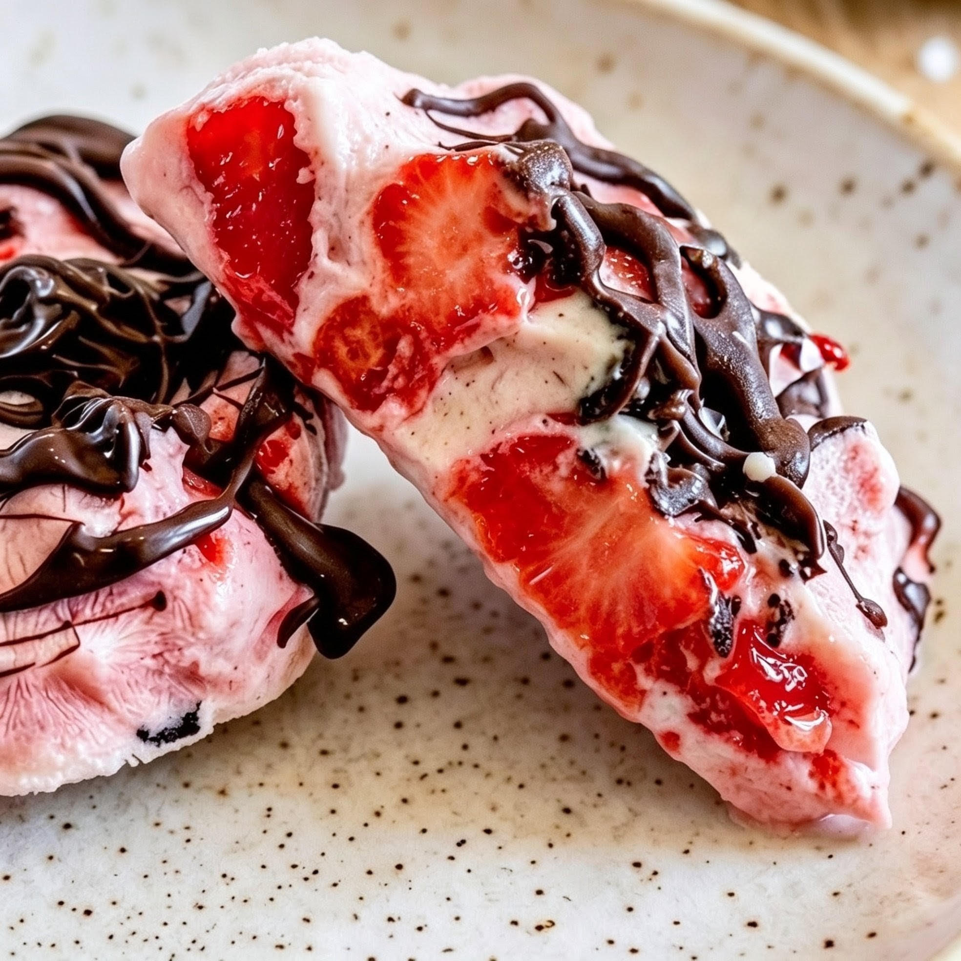 Fraises & yaourt glacés au chocolat