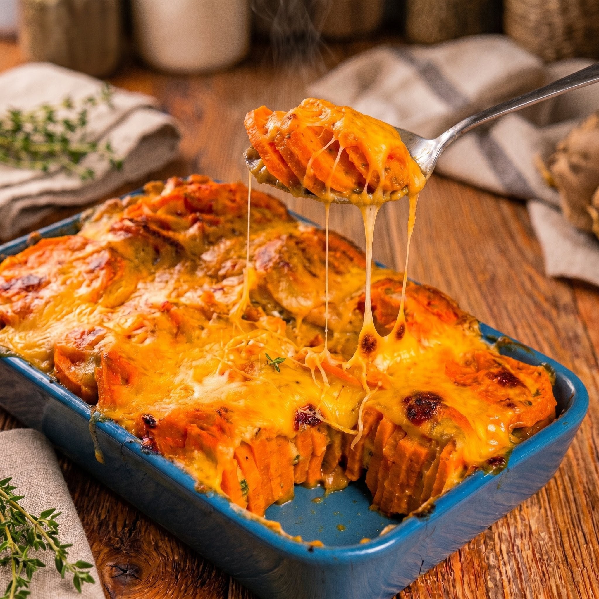 gratin patates douce et cheddar