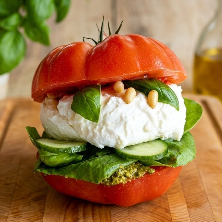 Burger de tomates & mozzarella (sans pain)