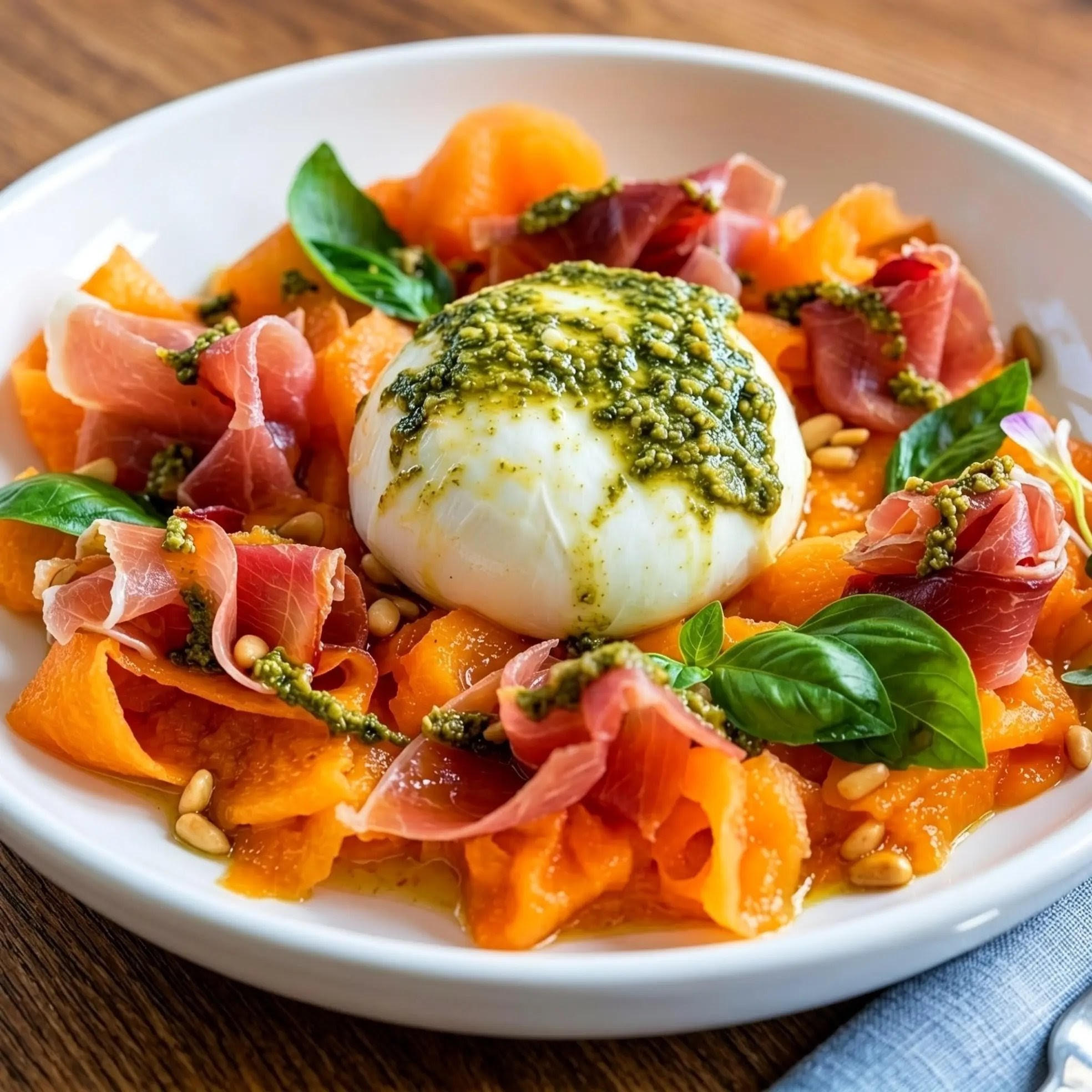 Carpaccio de melon, mozzarella & jambon cru