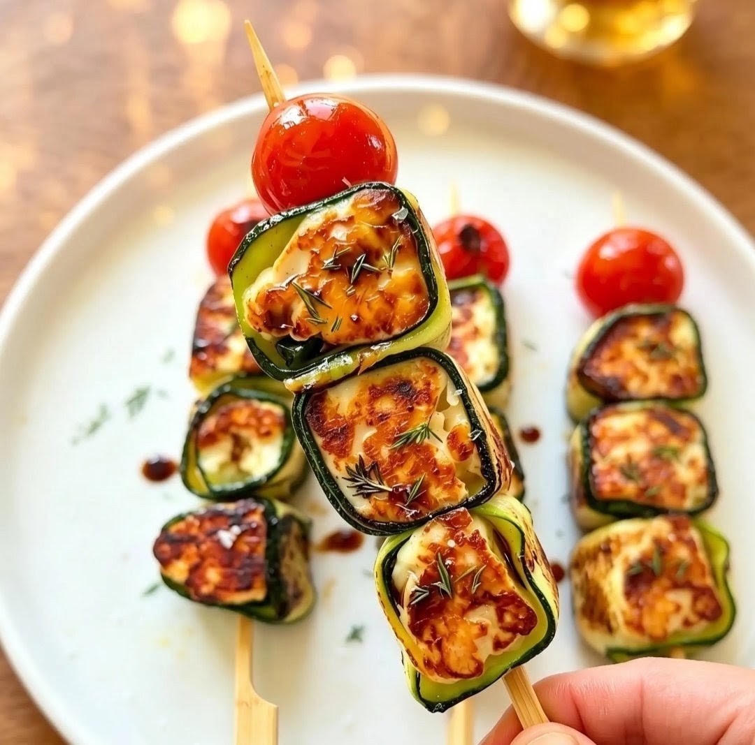 Brochettes halloumi et courgette
