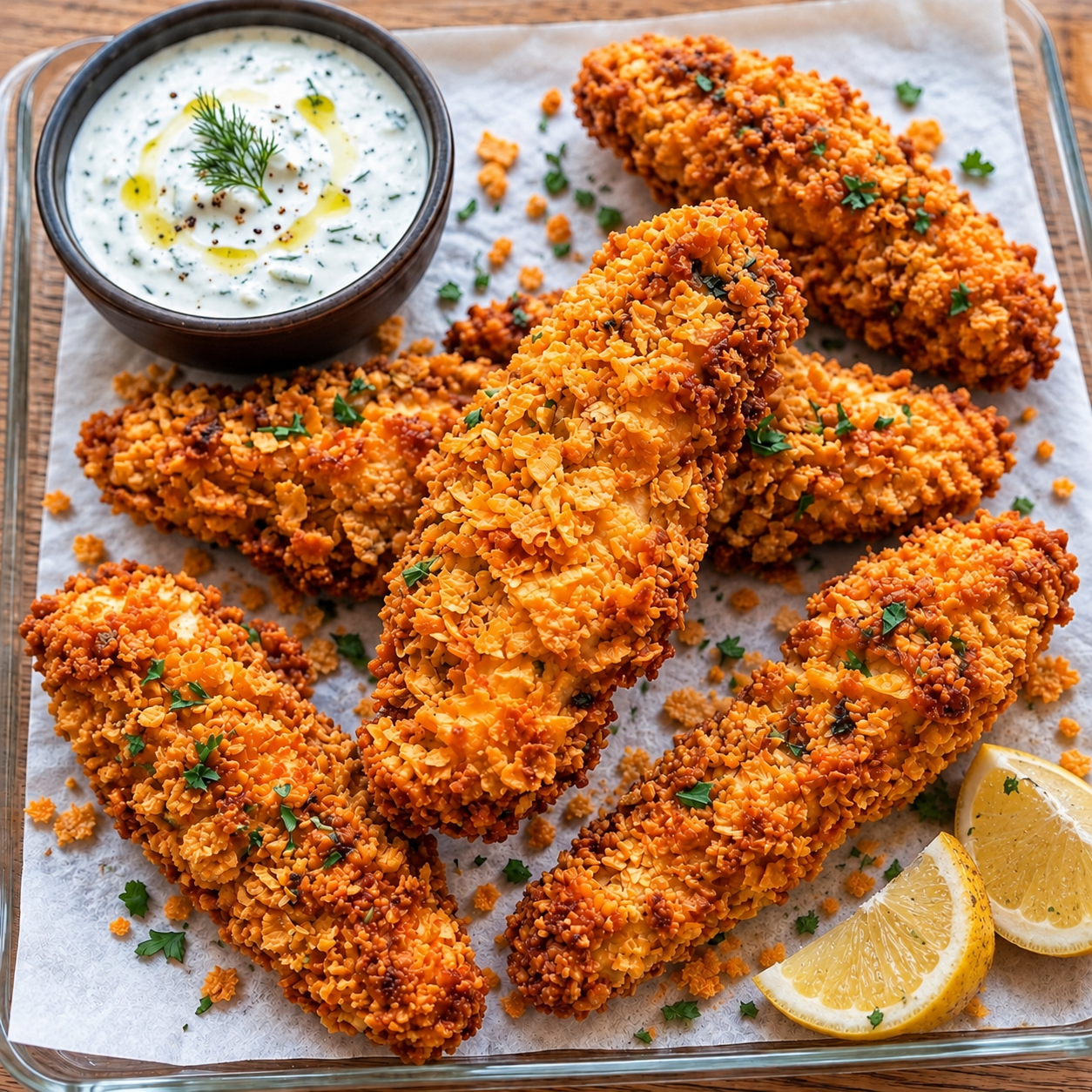 Tenders de poulet croustillants aux corn flakes