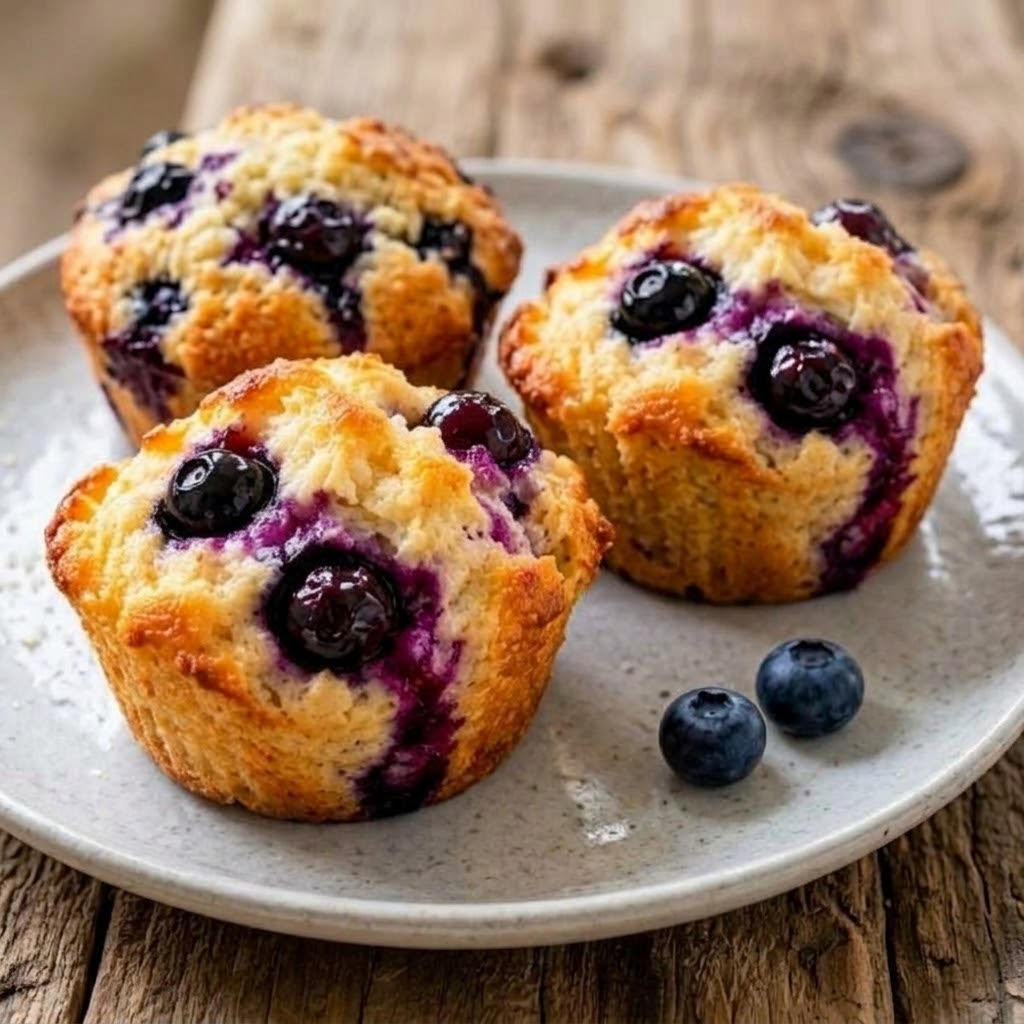 Muffins aux myrtilles protéinés (sans farine)